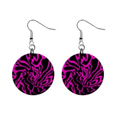 Magenta And Black Mini Button Earrings by Valentinaart