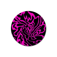 Magenta And Black Rubber Round Coaster (4 Pack)  by Valentinaart