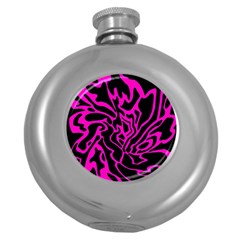 Magenta And Black Round Hip Flask (5 Oz) by Valentinaart