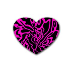 Magenta And Black Heart Coaster (4 Pack)  by Valentinaart