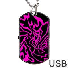 Magenta And Black Dog Tag Usb Flash (two Sides) 