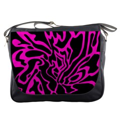 Magenta And Black Messenger Bags by Valentinaart