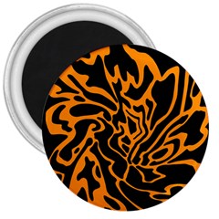 Orange And Black 3  Magnets by Valentinaart