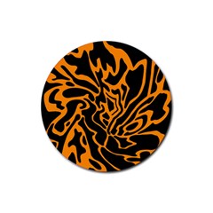 Orange And Black Rubber Round Coaster (4 Pack)  by Valentinaart