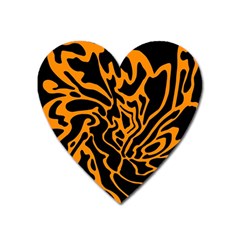 Orange And Black Heart Magnet by Valentinaart