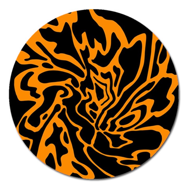 Orange and black Magnet 5  (Round)