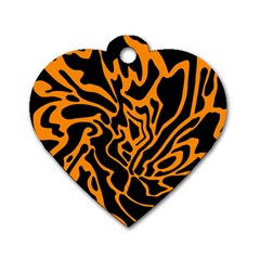 Orange And Black Dog Tag Heart (one Side) by Valentinaart