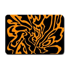 Orange And Black Small Doormat  by Valentinaart