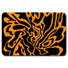 Orange And Black Large Doormat  by Valentinaart