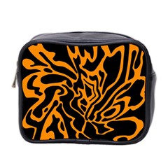 Orange And Black Mini Toiletries Bag 2-side by Valentinaart