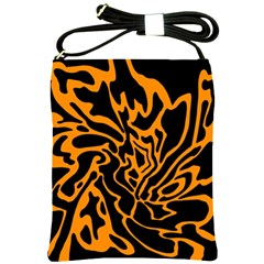 Orange And Black Shoulder Sling Bags by Valentinaart