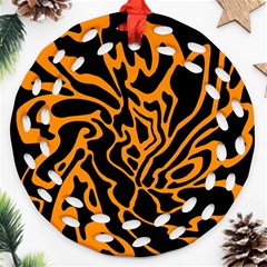 Orange And Black Ornament (round Filigree) 