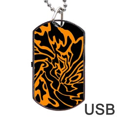 Orange And Black Dog Tag Usb Flash (two Sides) 