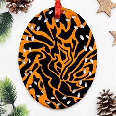 Orange And Black Ornament (oval Filigree)  by Valentinaart