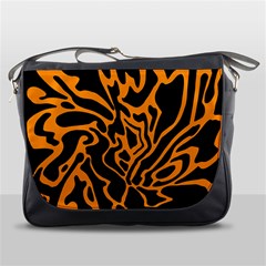 Orange And Black Messenger Bags by Valentinaart