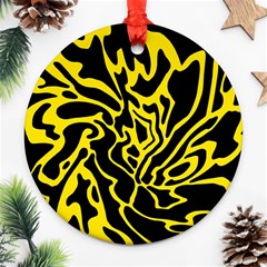 Black And Yellow Ornament (round)  by Valentinaart