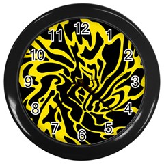 Black And Yellow Wall Clocks (black) by Valentinaart