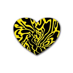 Black And Yellow Rubber Coaster (heart)  by Valentinaart