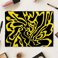 Black And Yellow Cosmetic Bag (xl) by Valentinaart