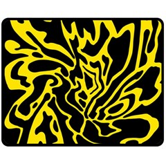 Black And Yellow Fleece Blanket (medium)  by Valentinaart