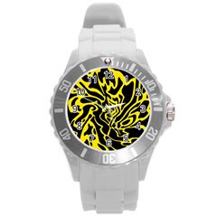 Black And Yellow Round Plastic Sport Watch (l) by Valentinaart