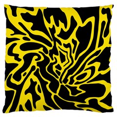 Black And Yellow Large Cushion Case (two Sides) by Valentinaart