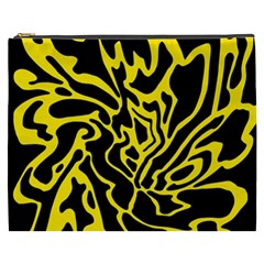 Black And Yellow Cosmetic Bag (xxxl)  by Valentinaart