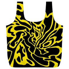 Black And Yellow Full Print Recycle Bags (l)  by Valentinaart