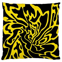 Black And Yellow Large Flano Cushion Case (one Side) by Valentinaart