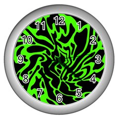 Green And Black Wall Clocks (silver)  by Valentinaart