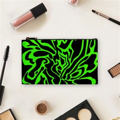 Green And Black Cosmetic Bag (small)  by Valentinaart