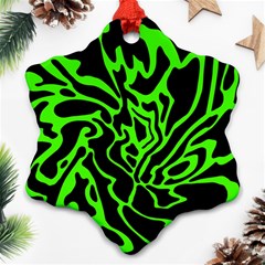 Green And Black Snowflake Ornament (2-side)