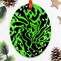 Green And Black Ornament (oval Filigree)  by Valentinaart