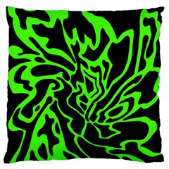 Green And Black Large Flano Cushion Case (two Sides) by Valentinaart