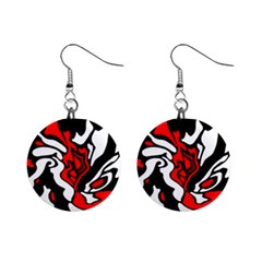 Red, Black And White Decor Mini Button Earrings by Valentinaart