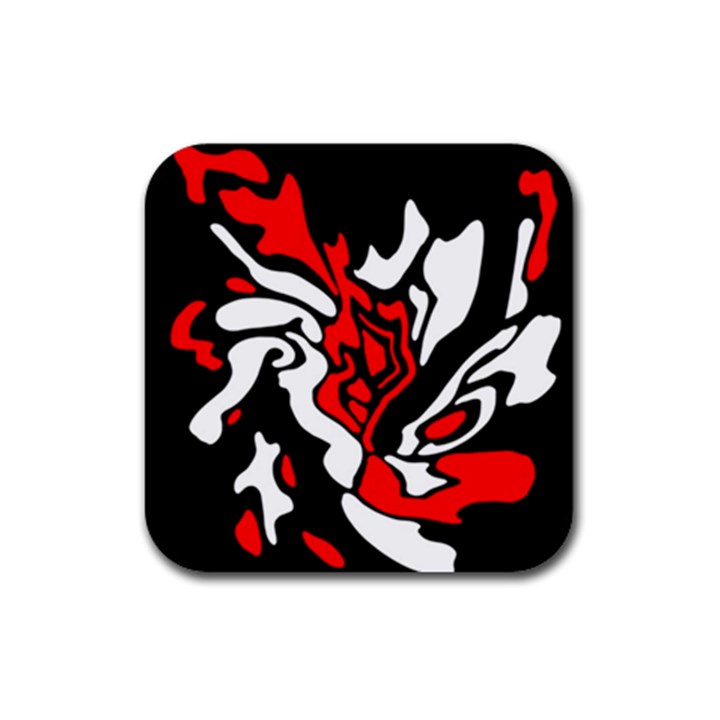 Red, black and white decor Rubber Coaster (Square) 