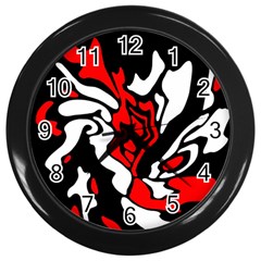 Red, Black And White Decor Wall Clocks (black) by Valentinaart