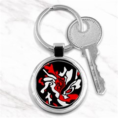 Red, Black And White Decor Key Chains (round)  by Valentinaart