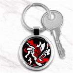 Red, black and white decor Key Chains (Round)  Front