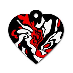 Red, Black And White Decor Dog Tag Heart (one Side) by Valentinaart