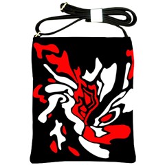 Red, Black And White Decor Shoulder Sling Bags by Valentinaart