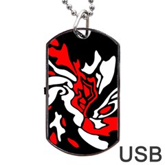 Red, Black And White Decor Dog Tag Usb Flash (two Sides) 