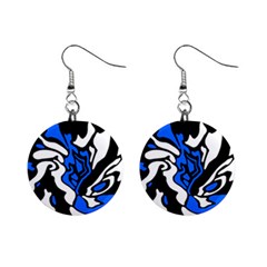 Blue, Black And White Decor Mini Button Earrings by Valentinaart