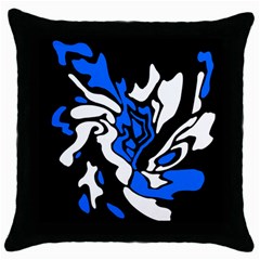 Blue, Black And White Decor Throw Pillow Case (black) by Valentinaart