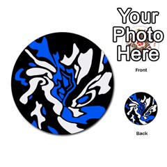 Blue, Black And White Decor Multi-purpose Cards (round) 