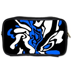 Blue, Black And White Decor Toiletries Bags 2-side by Valentinaart