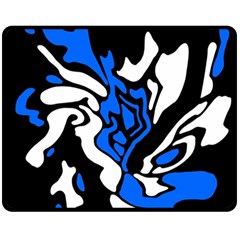 Blue, Black And White Decor Fleece Blanket (medium) 