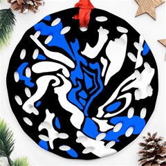 Blue, Black And White Decor Ornament (round Filigree) 