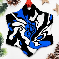 Blue, Black And White Decor Ornament (snowflake) 