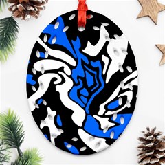 Blue, Black And White Decor Oval Filigree Ornament (2-side)  by Valentinaart